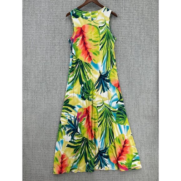 Attitudes By Renee Maxi Dress Womens Size M Multicolor Sleeveless Tropical - Picture 2 of 9
